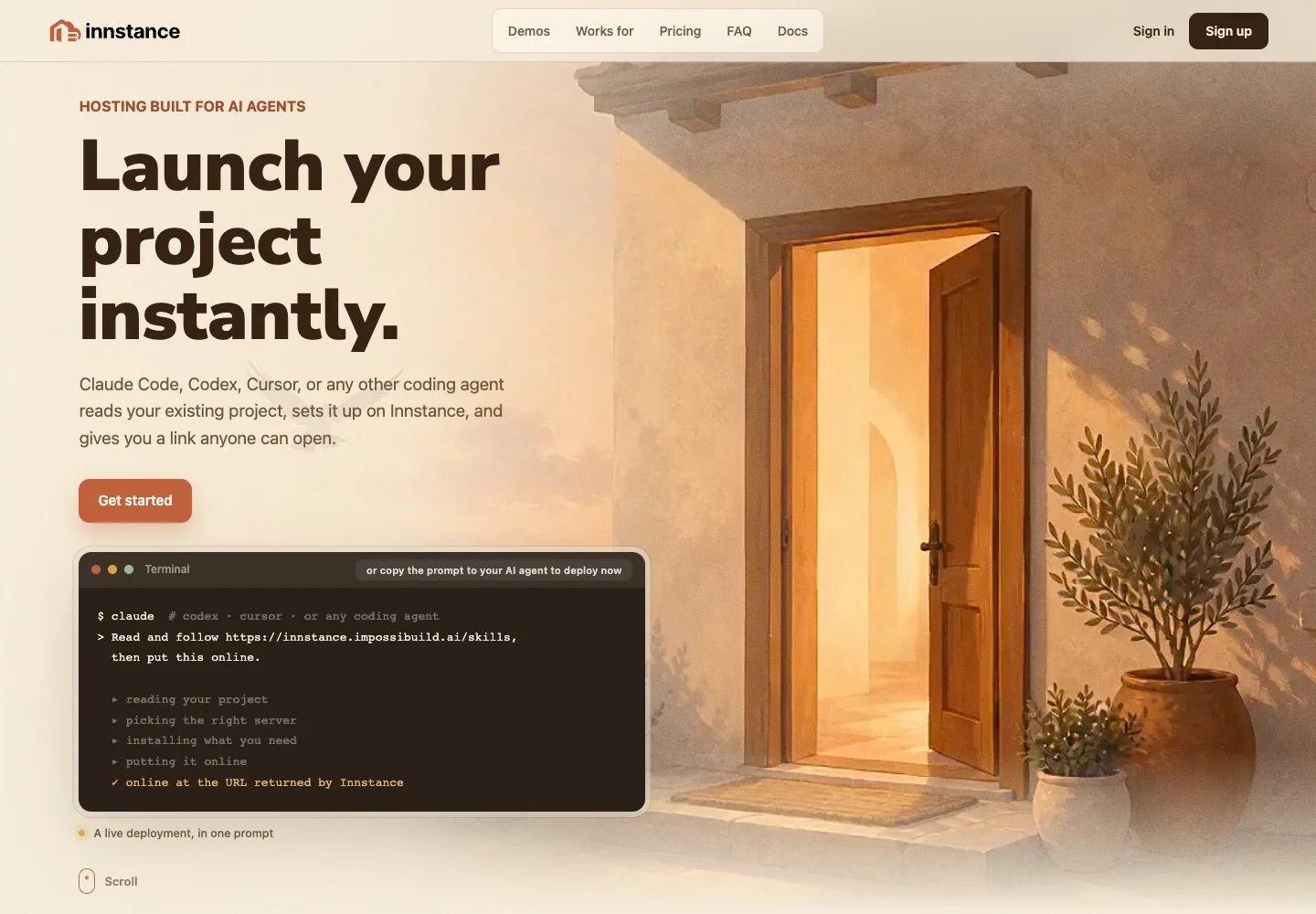 Innstance's live hosting product